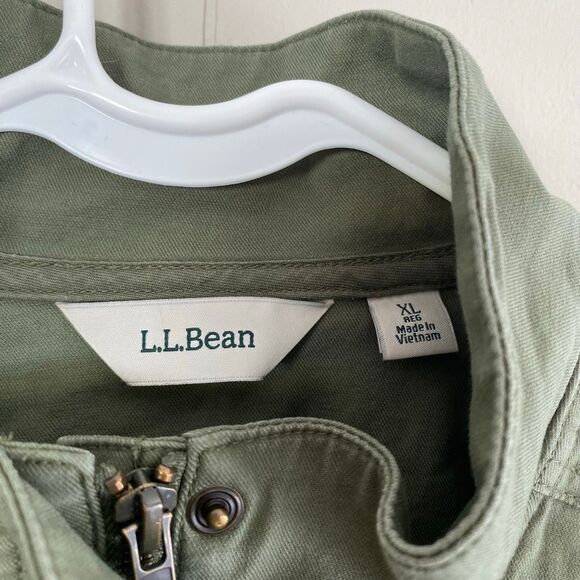 L.L.Bean Utility Jacket Women’s XL – Green Field Coat Snap Button Zip - Picture 6 of 14